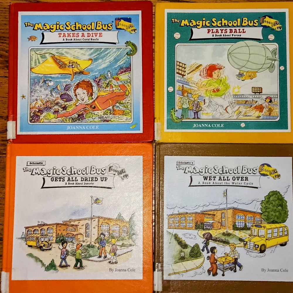 Vintage The Magic Schoolbus School Library Books~Hardback Library Bound~Set Of 4